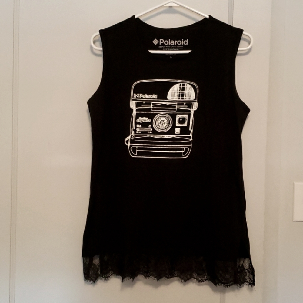 Muscle tee/tank top with vintage Polaroid design
